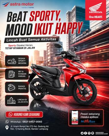 Bikin Mood Ikut Happy, Astra Motor Imam Bonjol Tawarkan Honda BeAT Sporty yang Lincah untuk Aktivitas Harian